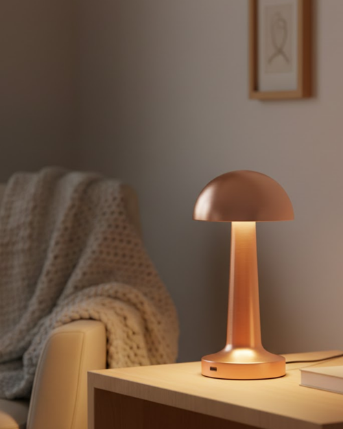 tekno Bronz Dokunmatik Masa Lambası 3 Renk LED Şarjlı Kablosuz USB Çıkışlı 2026