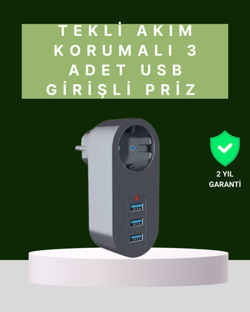 tekno Termal Akım Korumalı 3 USB'li Güvenli Priz – Akıllı Akım Dengeleme 2026