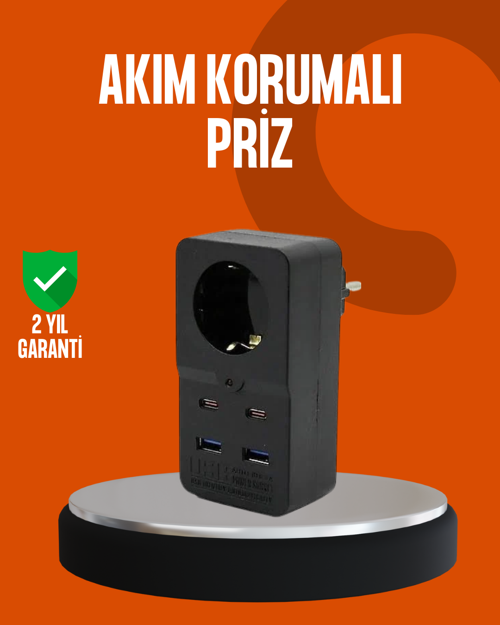 tekno Akım Korumalı Priz 4 USB Type C Destekli Yüksek Isı Dayanımlı 2026