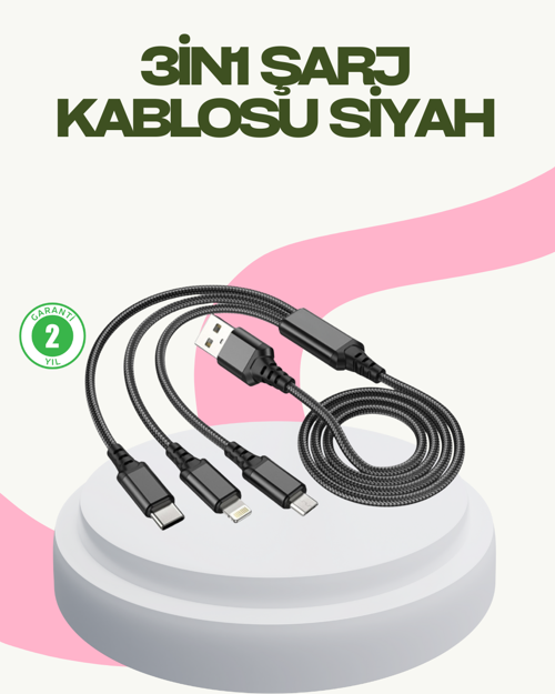 tekno Hızlı Şarj Destekli Çoklu Şarj Kablosu – Seyahat ve Günlük Kullanım 2026
