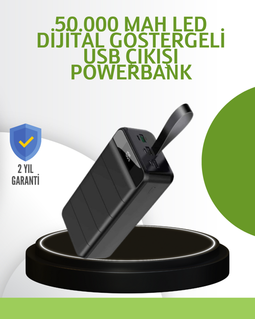 tekno Ultra Güçlü 50.000 mAh Powerbank – LED Ekranlı, Çoklu Bağlantı Seçenekli, Akıllı K