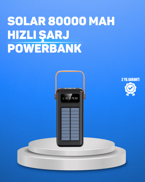 tekno 80000 mAh Yüksek Kapasiteli Powerbank Göstergeli Solar Şarj Cihazı 2026