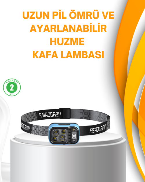 tekno Su Geçirmez LED Kafa Lambası 53 Çalışma Modu Güç Ekranlı 2026