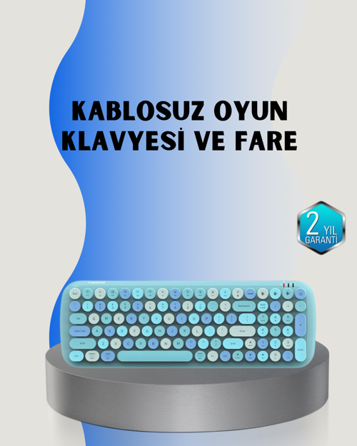 tekno Retro Tarz Kablosuz Klavye Mouse Seti – 104 Tuşlu, Ergonomik Tasarım 2026