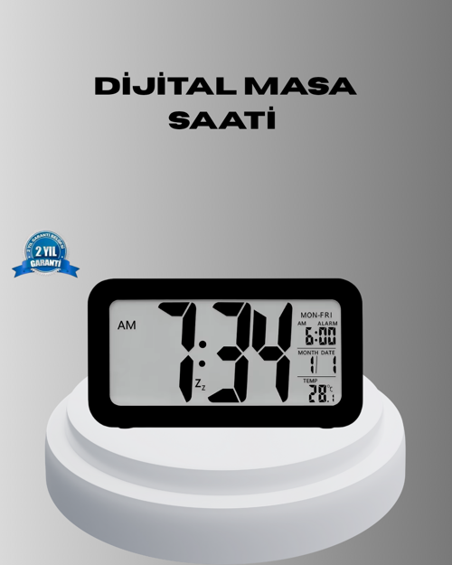 tekno Dijital Masa Saati Sensörlü Aydınlatmalı Alarm ve Sıcaklık Ölçerli 2026