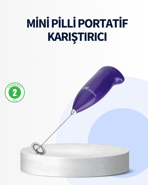 tekno Mini Pilli Portatif Karıştırıcı – Cappuccino, Latte, Frappe ve Kahve Köpürtücü 2026