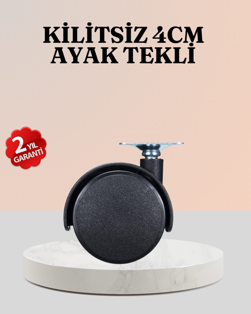 tekno 4 cm Çap Kilitsiz Tekerlek Ayağı Tekli Hafif Mobilyalar İçin 2026