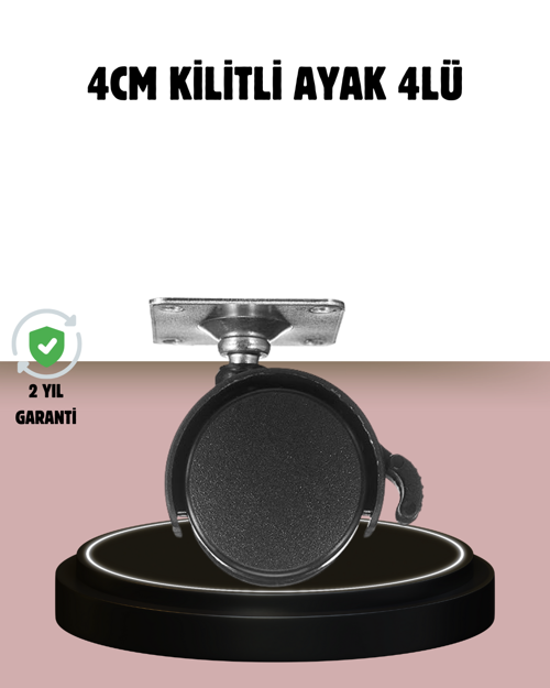 tekno Kilitli 4 cm Tekerlek Ayak 4’lü Set Zemin Koruyucu 2026