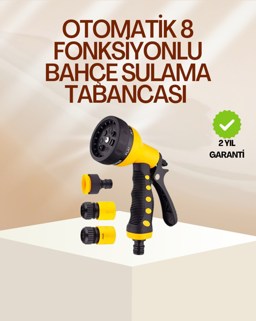 tekno 8 Fonksiyonlu Bahçe Sulama Tabancası Seti Çok Amaçlı Hortum Ucu 2026
