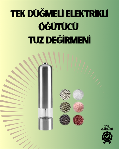tekno Pilli Otomatik Baharat Değirmeni Gıda Sınıfı Çelik Sessiz Öğütücü Alet 2026
