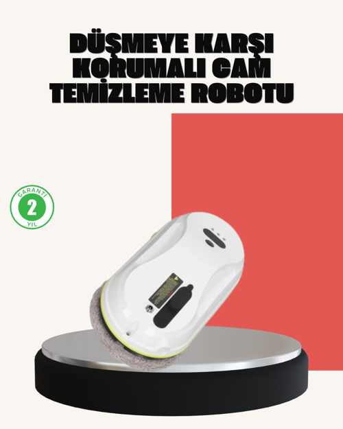 tekno UPS Destekli Düşmeye Karşı Korumalı Cam Temizleme Robotu 2026