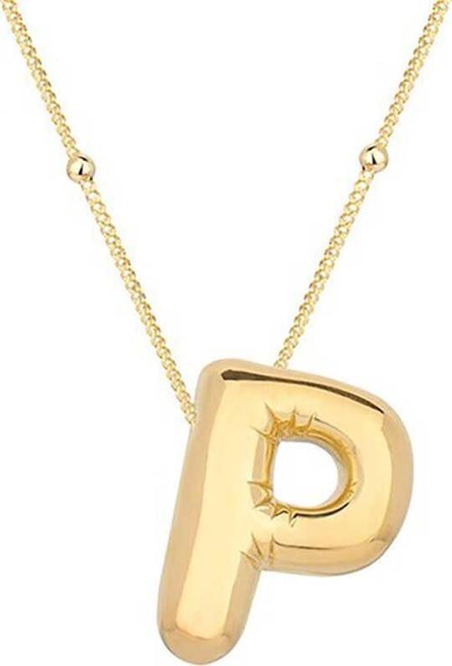 925 Ayar Gümüş Gold Balon P Harfi Kadın Kolye