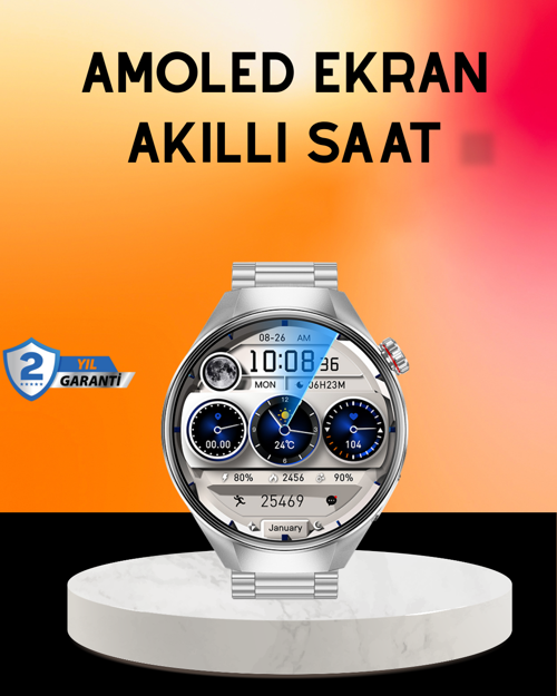 tekno Akıllı Saat AMOLED Ekran Bluetooth Aramalı – Nabız, Uyku ve Spor Takipli 2026