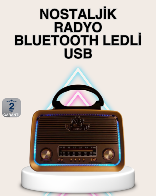 tekno Ahşap Nostaljik Radyo Bluetooth USB SD Kart Destekli 2026