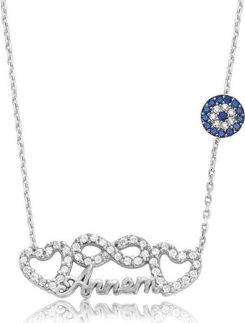 925 Ayar Gümüş Sonsuzluk Kalp Annem Kolye