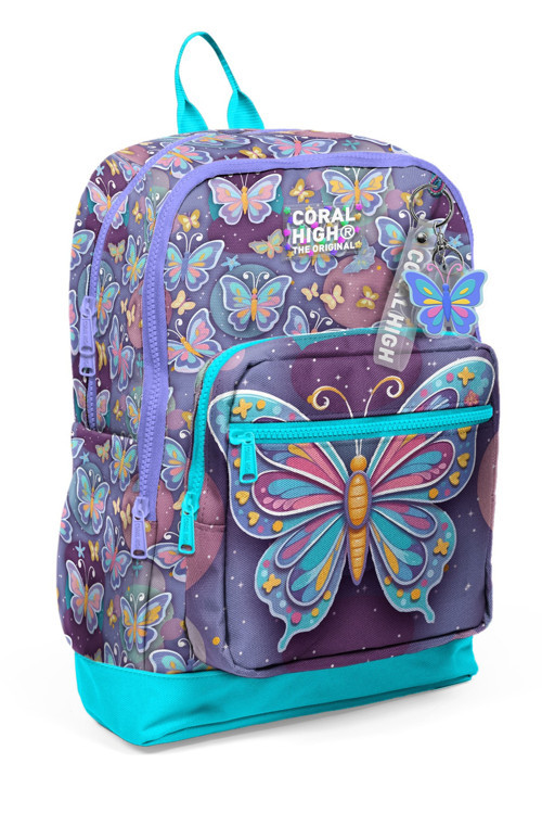 Kids Pastel Renkli Kelebek Desenli Okul Sırt Çantası 33206