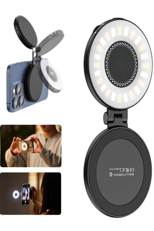 Manyetik Led Selfie Işığı – 3 Renk Modu, Type-C Şarjlı, Telefon İçin Dolgu Işığı