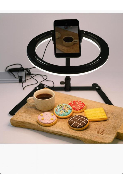 Masa Üstü 10 Inç Led Ring Light Tripodlu Telefon Tutucu 3 Işık Modu Usb Bluetooth Kumanda