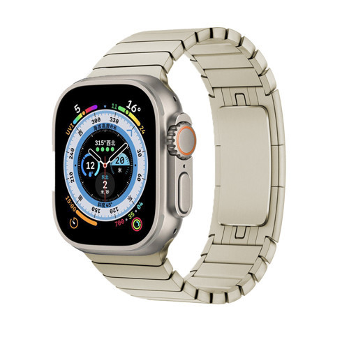 Apple Watch Ultra 49Mm Kordon Krd-35 Metal Kordon Starlight