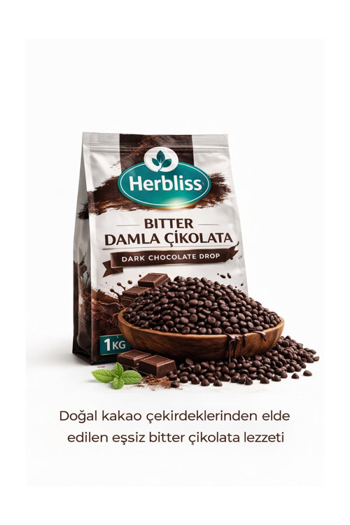 Bitter Damla Çikolata 1 KG – Kurabiye, Kek, Muffin ve Tatlı Yapımı İçin