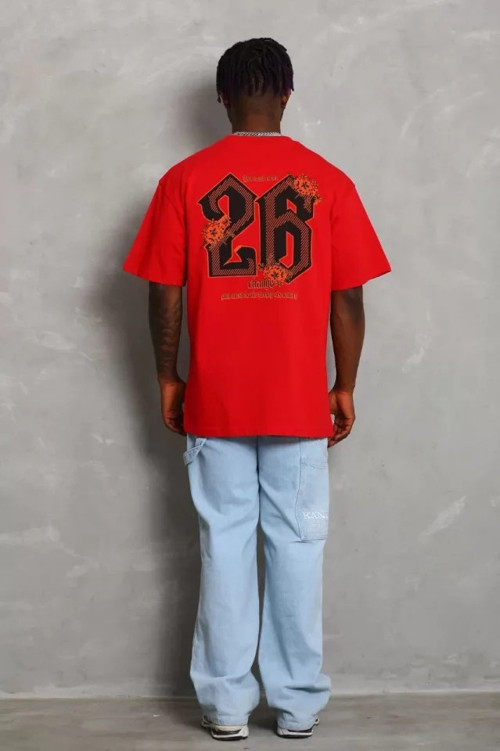 Unisex Oversize Baskılı Bisiklet Yaka TShirt
