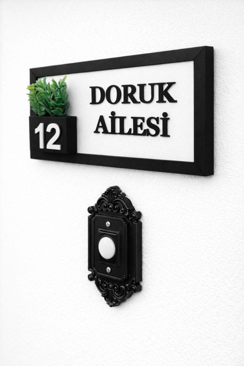 Kişiye Özel Ahşap Kapı İsimliği Çiçekli – 10X20 Cm Mdf Dekoratif Kapı Tabelası