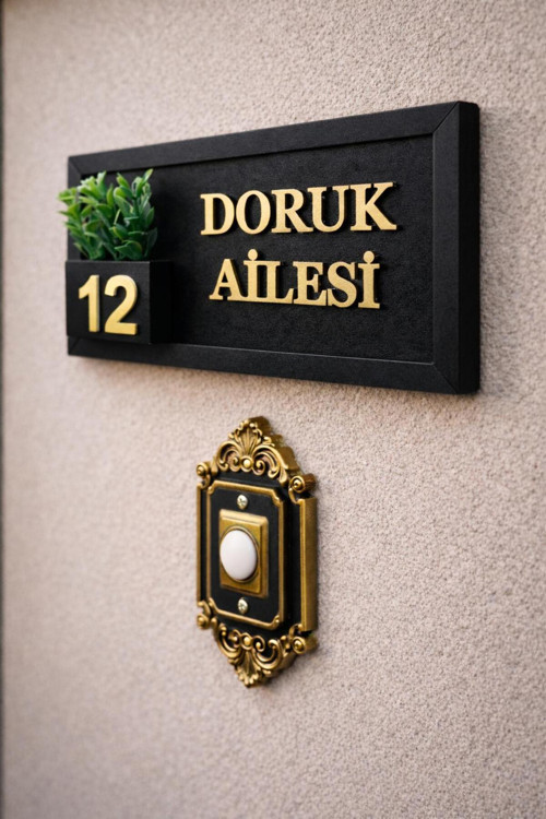 Kişiye Özel Ahşap Kapı İsimliği Çiçekli – 10X20 Cm Mdf Dekoratif Kapı Tabelası