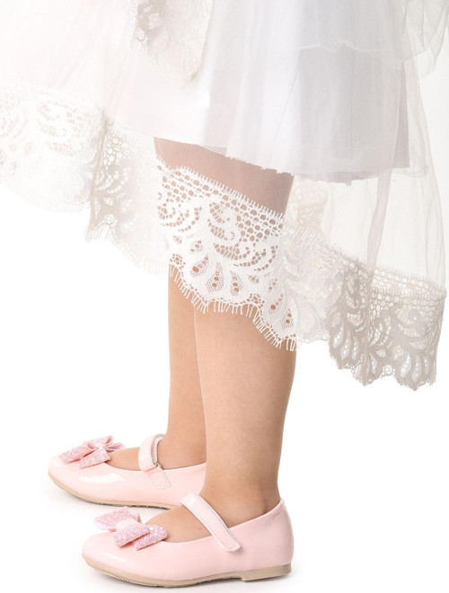 Cırtlı Fiyonklu Kız Çocuk Babet Ayakkabı Ege 200 Rugan Pudra