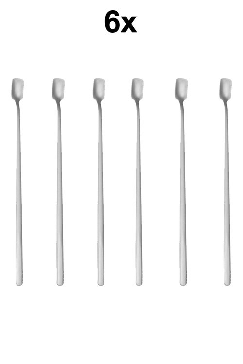 304 Çelik 6 Adet 21 Cm Kokteyl Kahve Latte Karıştırma Barmen Kaşığı Cin761By