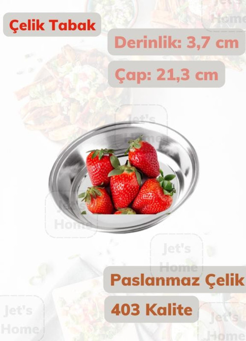 Çelik Tabak 21,3 cm No:5 Paslanmaz Tabak 430 Kalite Çelik