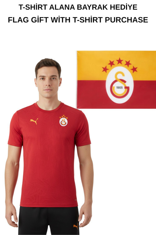 Lisanslı Sıfır Yaka Kırmızı A Takım 5 Yildiz Antrenman T-Shirt