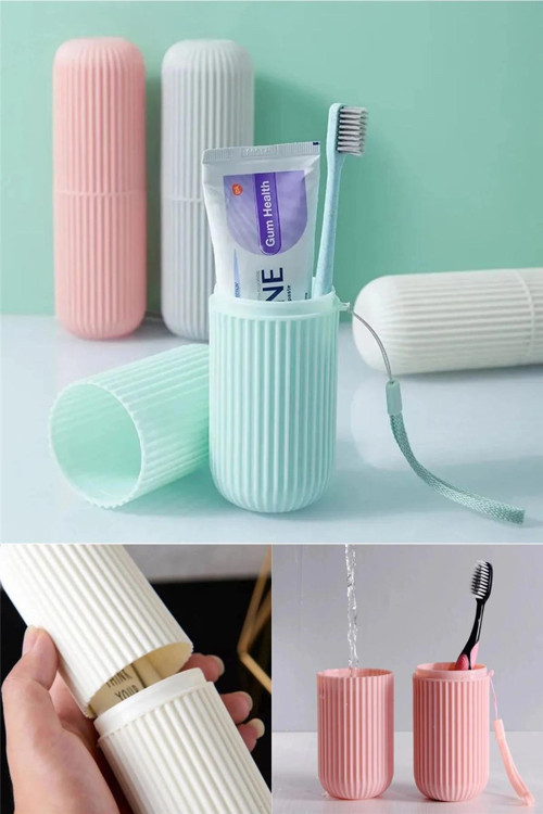 Yeşil Renk Seyahat Tipi Diş Macunu ve Fırçası Kabı Taşınabilir Hijyenik Saklama Kutusu