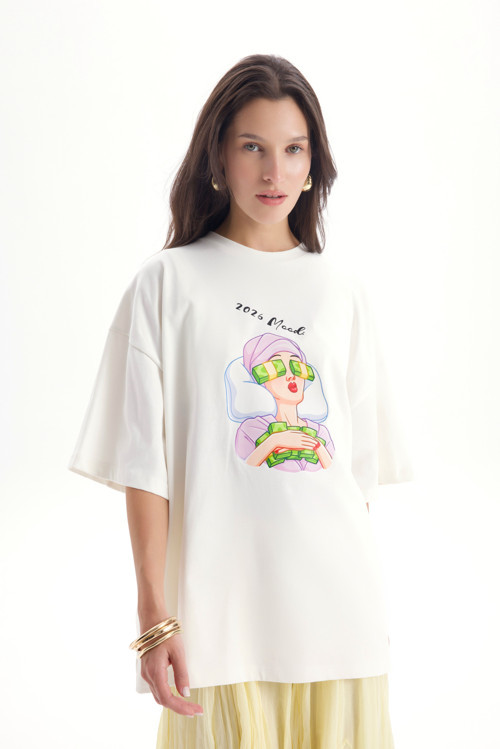 Mood Oversize Beyaz T-Shirt