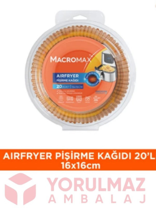 Macromax Airfryer Pişirme Kağıdı 20’li – Yapışmaz Yağ Tutmaz Tek Kullanımlık Air Fryer Kağıdı