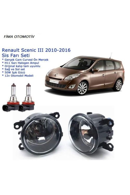 8200074008-Camlı Sağ+Sol Renault Uyumlu Grand Scenic Iıı 2014 Sis Farı Set Oem: 8200074008