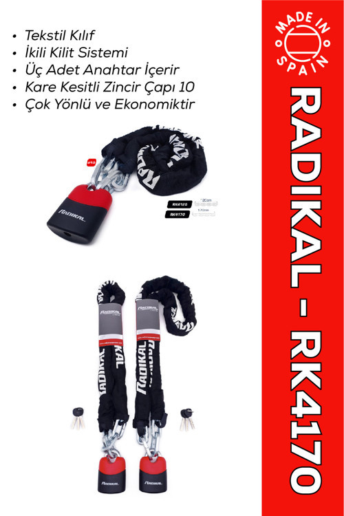 Rk4170 Çok Yönlü 10 Mm Çapında Zincir Kilit - Hırsızlığa Karşı Yüksek Güvenlikli