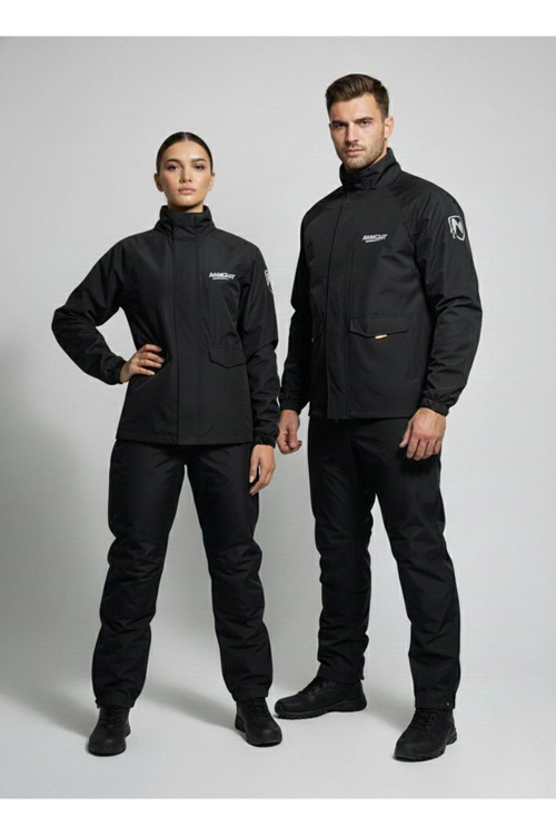 Siyah Suya Dayanıklı Alt Üst Motosiklet Yağmurluk Seti – Taşıma Kılıflı, Oxford Kumaş Membranlı