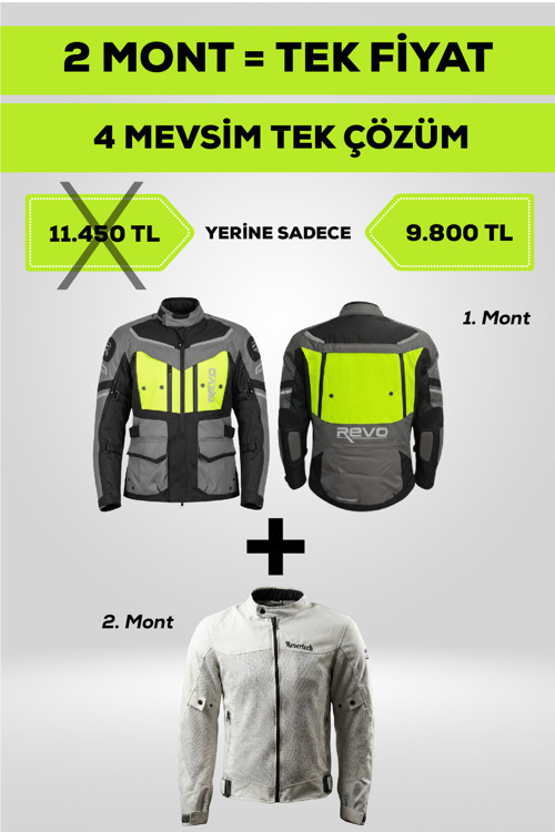 4 Mevsim Tek Paket Motosiklet Montu – Yazlık Fileli + Kışlık Mont + Yağmurluk + Polar