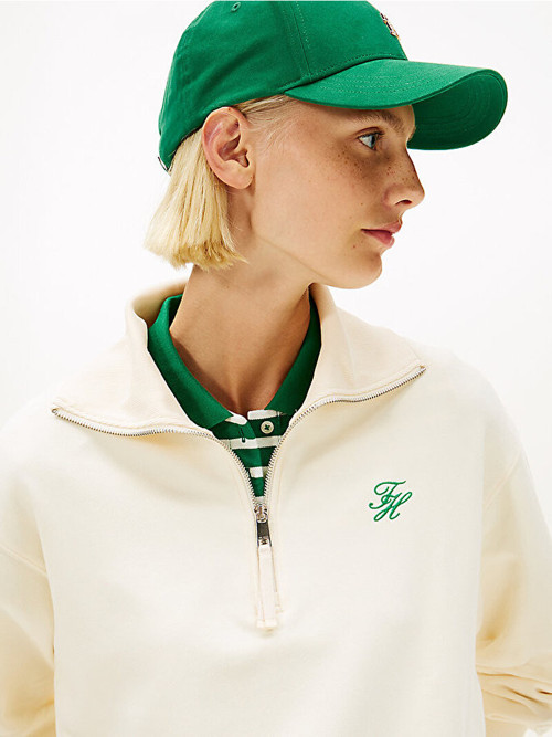 WW0WW49470 Th Script Half Zip Terry Kadın Sweatshirt