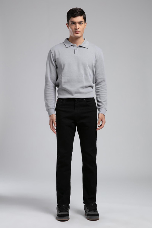 Ricky Yüksek Bel Düz Kesim Düz Paça Siyah Erkek Jean Pantolon