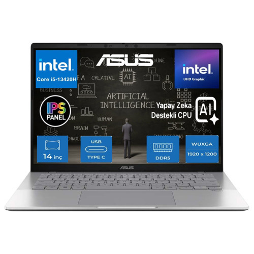 Vivobook S14 S3407VA Intel Core I5 13420H 40GB 512GB SSD Freedos 14" IPS Wuxga Yapay Zeka Destekli Taşınabilir Bilgisaya