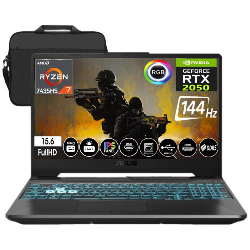 Tuf Gaming A15 Amd Ryzen 7 7435HS 8gb Ddr5 Ram 512GB SSD RTX2050 144Hz Fdos 15.6" Fullhd Bilgisayar & Çanta