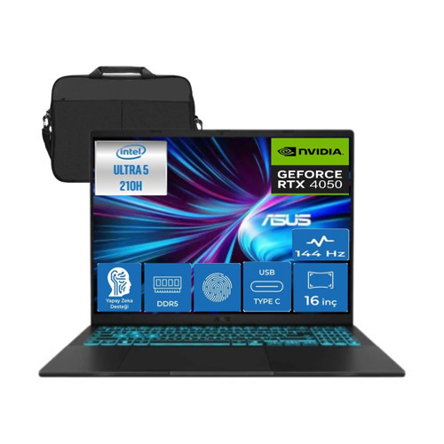 Vivobook 16 V3607VU Intel Core 5 210H 32GB 512 SSD RTX4050 6gb Windows 11 Home 16" Wuxga 144HZ 300NITS Taşınabilir Bilgi