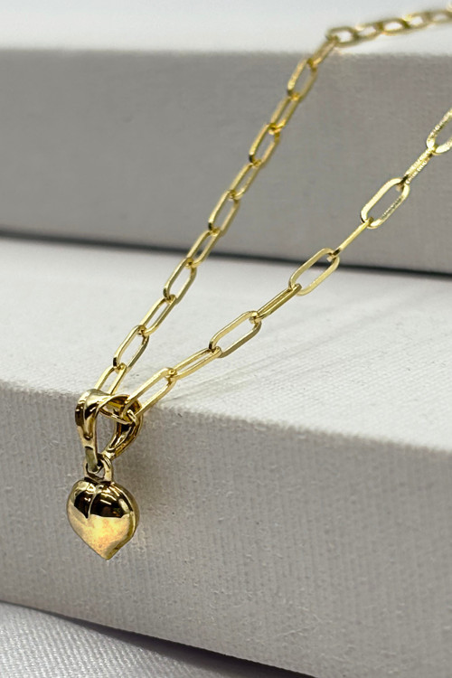 14 Ayar Altın Ataç Zincirli Mini Kalpli Kolye