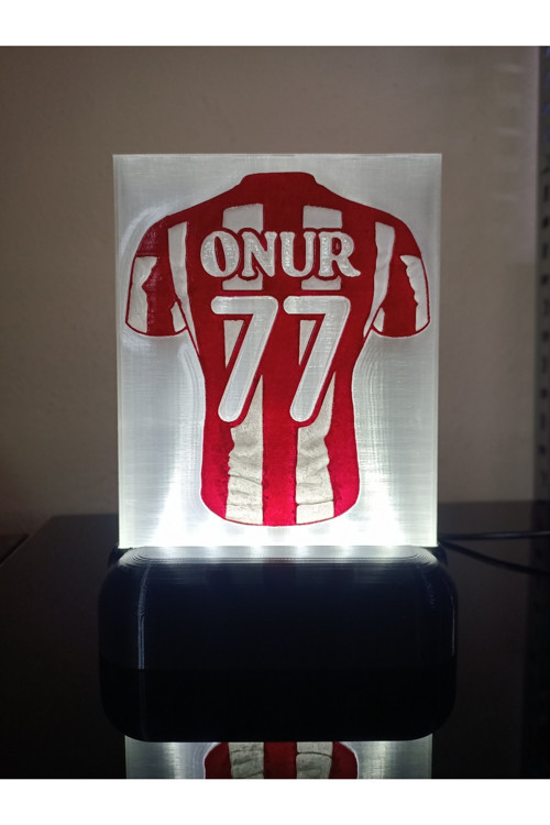Dekoratif Led Lamba Kişiye Özel Isimli Ve Numaralı Kırmızı Beyaz Taraftar Forma Kabartmalı Kablolu