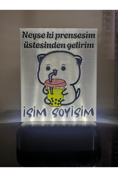 Kişiye Özel İsimli Hediyelik Kablolu Led Lamba - M1 - Neyse Ki Prensesim - Beyaz Işıklı