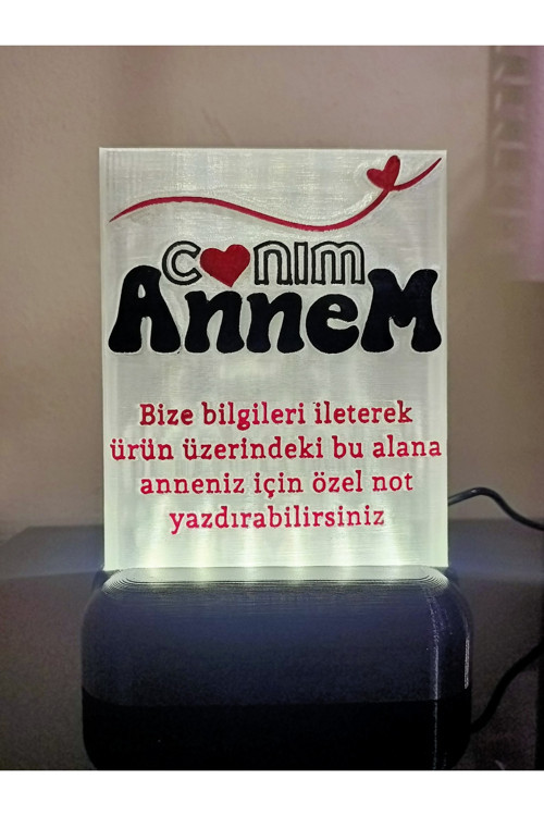 Anneye Özel Hediyelik Kişiselleştirilebilir Dekoratif Led Lamba M2 Beyaz Işıklı
