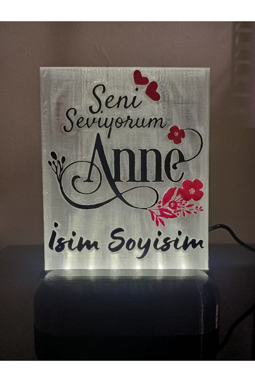 Anneye Özel Hediyelik Kişiselleştirilebilir Dekoratif Led Lamba M6 Beyaz Işıklı