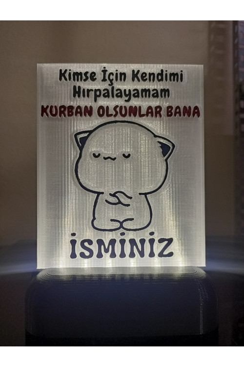Kişiye Özel İsimli Hediyelik Kablolu Led Lamba - M13 - Kurban Olsunlar Bana -Beyaz Işıklı