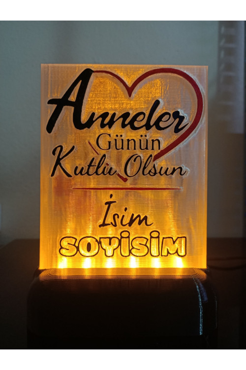 Anneye Özel Hediyelik Kişiselleştirilebilir Dekoratif Led Lamba M5 Amber Işıklı